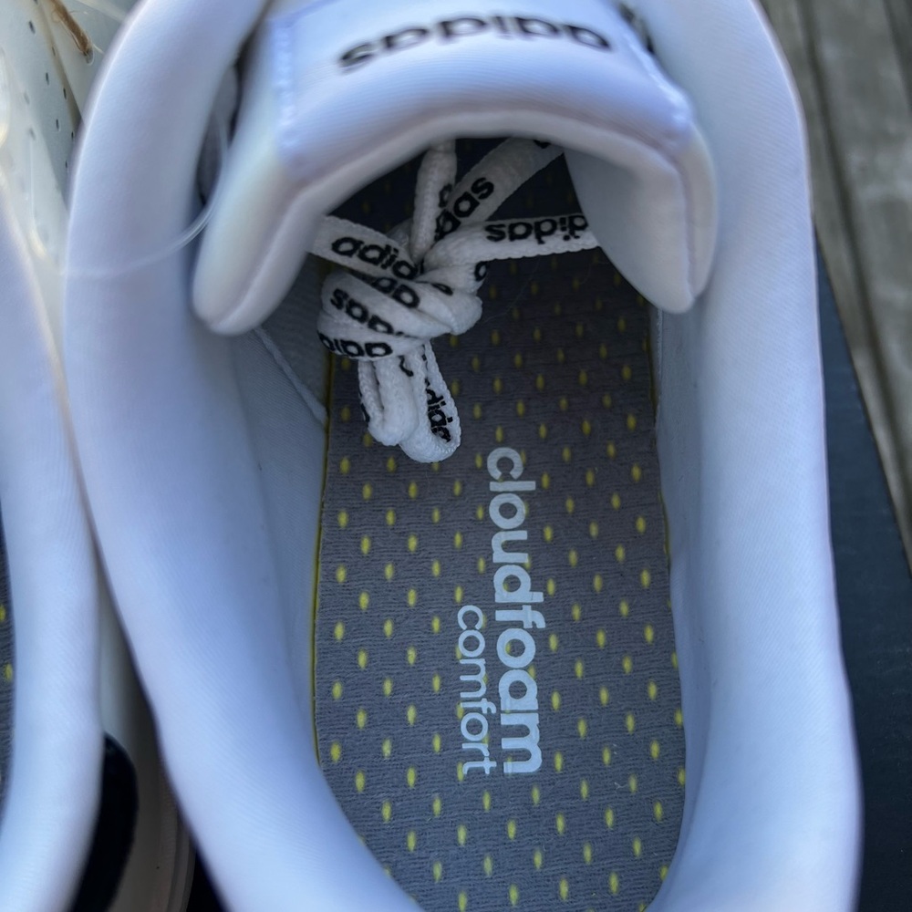 NIB Adidas Courtpoint Base White Sneakers Logo Laces Womens Size 7 - Picture 7 of 12